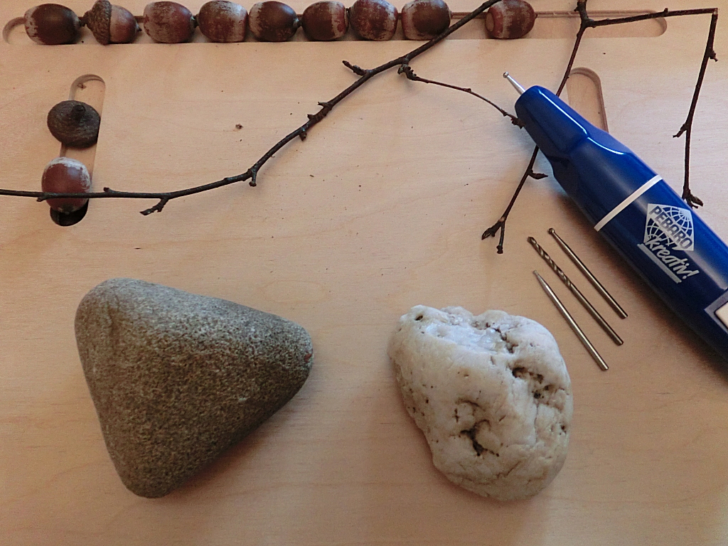 Make stone monster with branches - collecting stones and branches